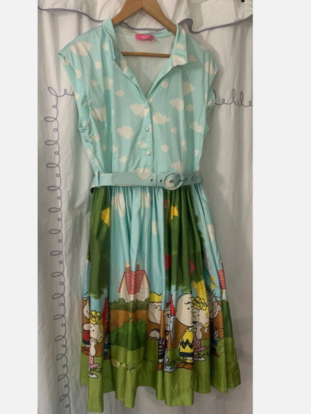 Sarsparilly Peanuts Kite Tree Dress Large Charlie Brown Snoopy Pinup Small Flaws